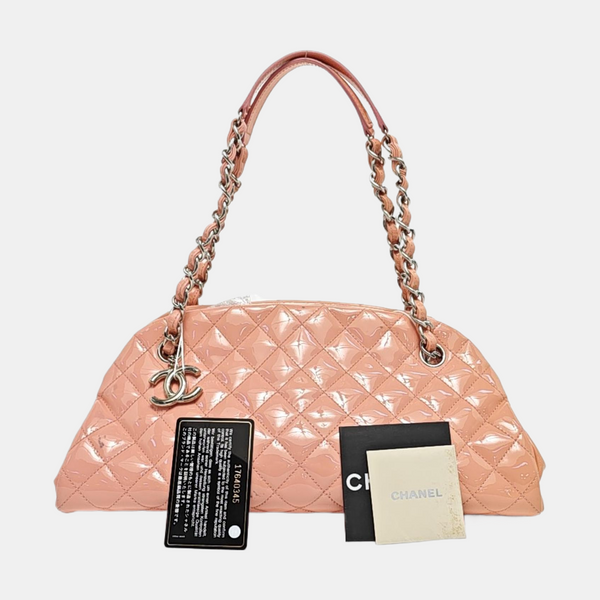Authenticated pre-owned JUST MADEMOISELLE Quilted Patent Leather Pink - Top Handle Bag at Looply