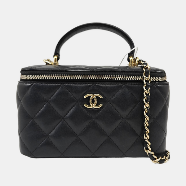 VANITY CASE Small Quilted Lambskin Black