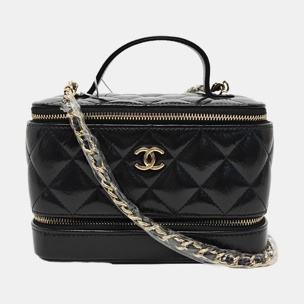 VANITY CASE Small Quilted Lambskin Black