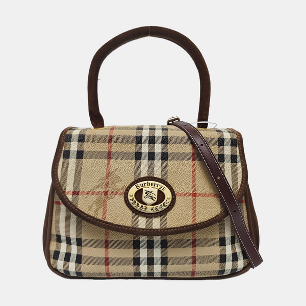 Coated Canvas Shoulder Bag Beige