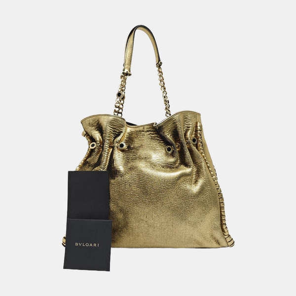 Fabric Top Handle Bag Gold