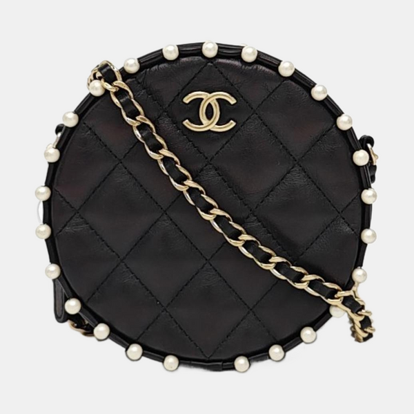 ROUND Quilted Calfskin Black