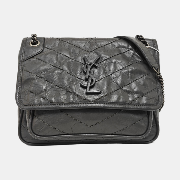 NIKI Small Chevron Calfskin Gray