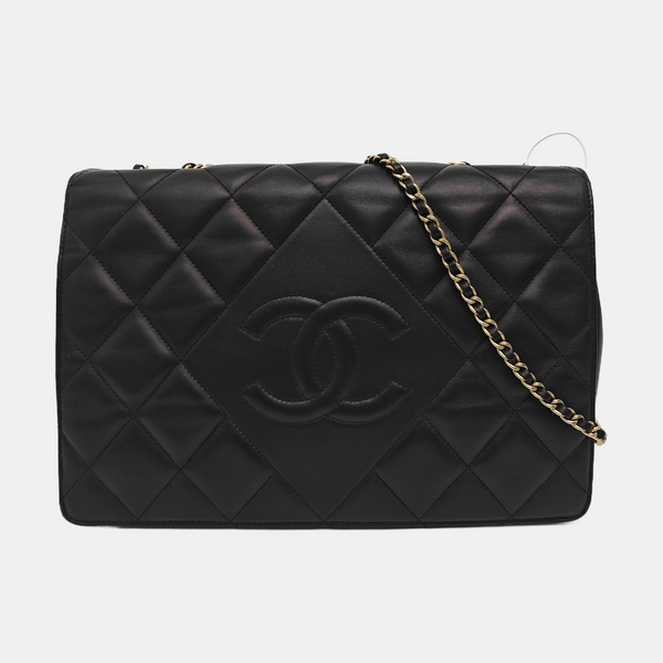 Quilted Lambskin Shoulder Bag Black