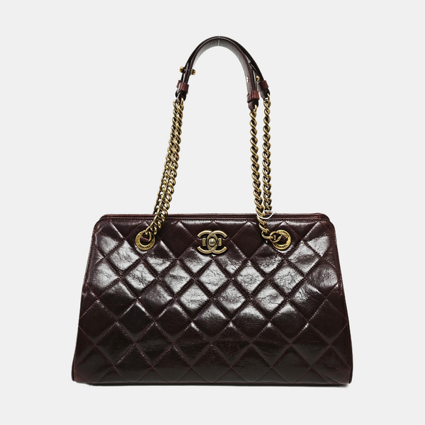 Quilted Calfskin Tote Bag Red