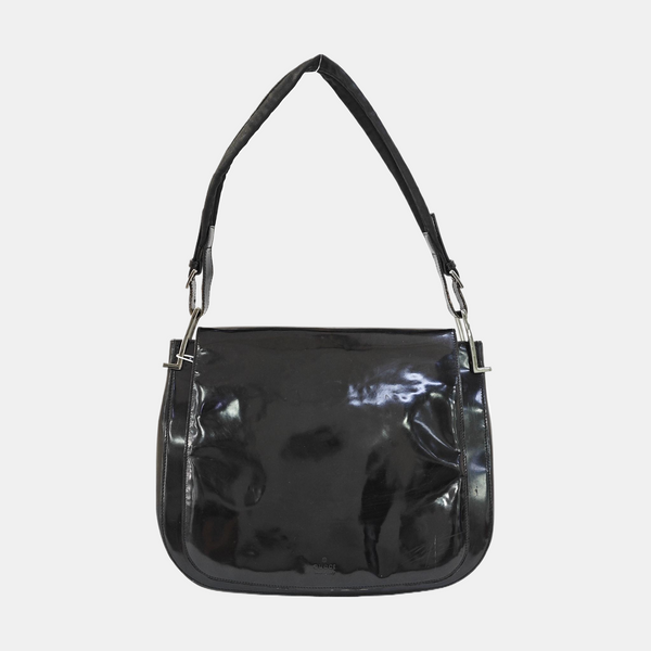 Patent Leather Shoulder Bag Black