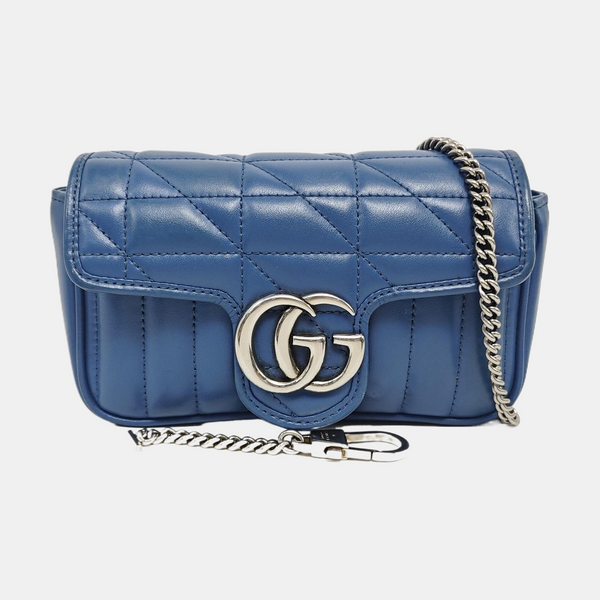 GG Marmont Mini Quilted Calfskin Blue