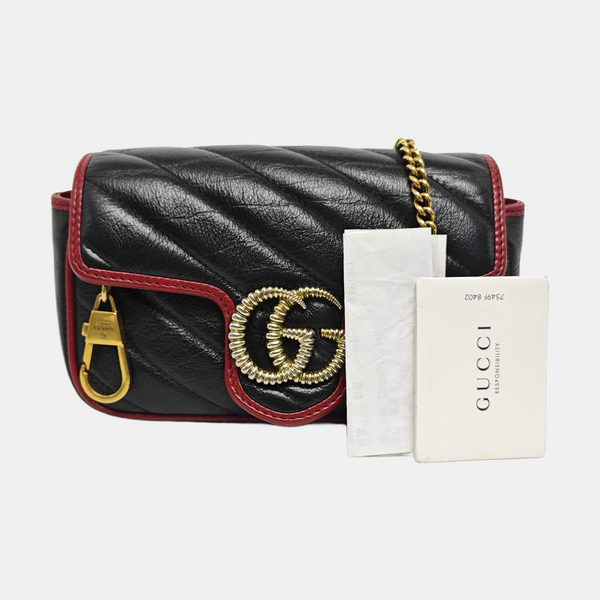 GG Marmont Super Mini Quilted Calfskin Black