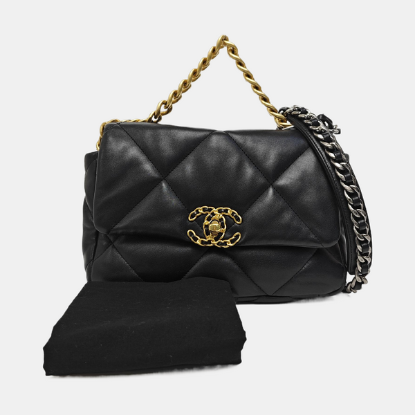 CHANEL 19 Small Quilted Lambskin Black