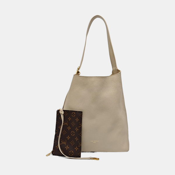 LOW KEY HOBO MM Monogram Calfskin Beige