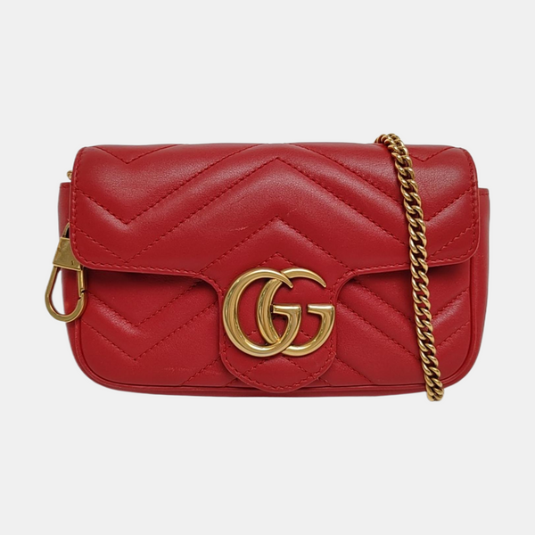 GG Marmont Mini Quilted Calfskin Red