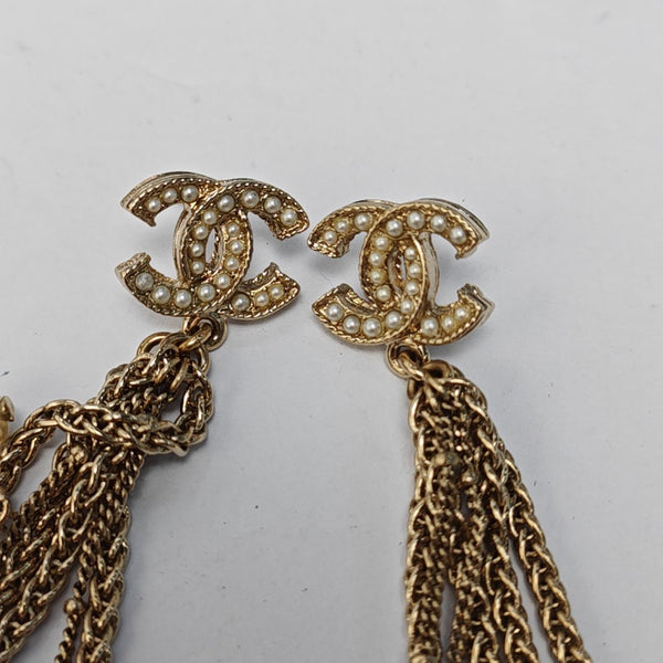 CC Logo Metal Gold Stud Earrings
