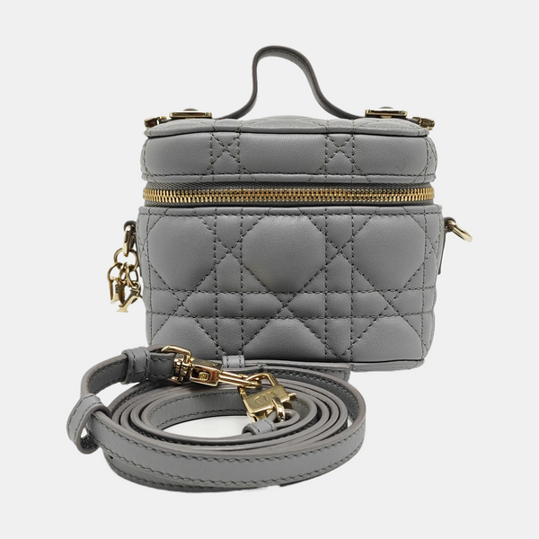Authenticated pre-owned Lady Dior Super Mini Quilted Lambskin Grey - Shoulder Bag at Looply