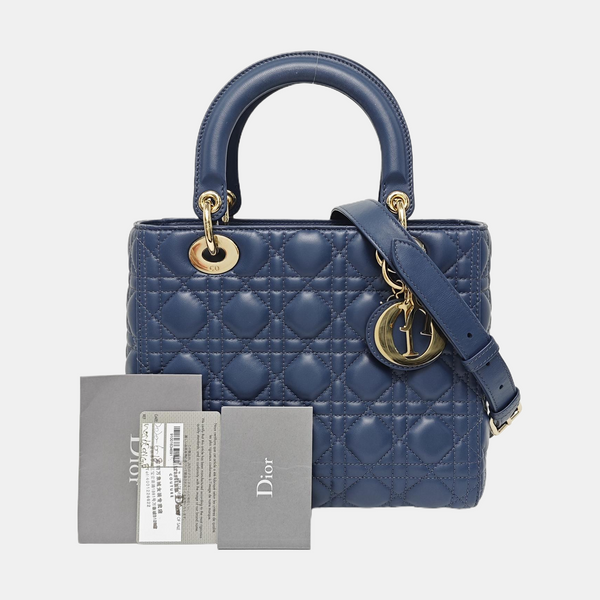 Lady Dior Medium Cannage Lambskin Blue