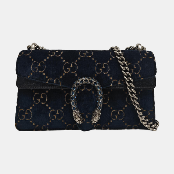 Dionysus Small Monogram Velvet Blue