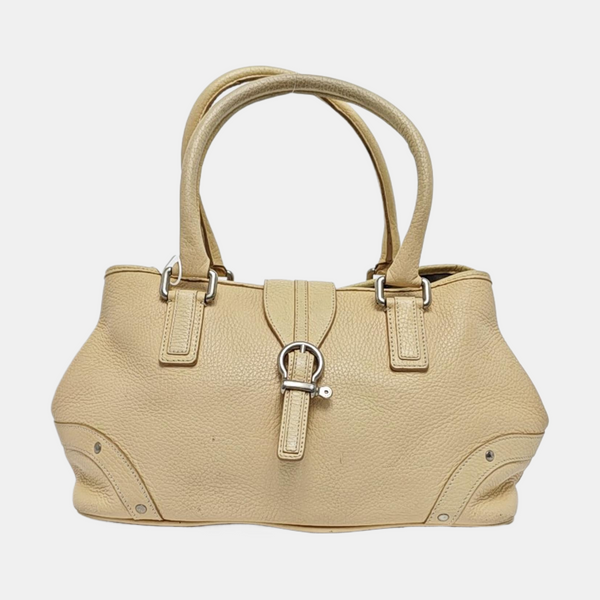Calfskin Top Handle Bag Beige