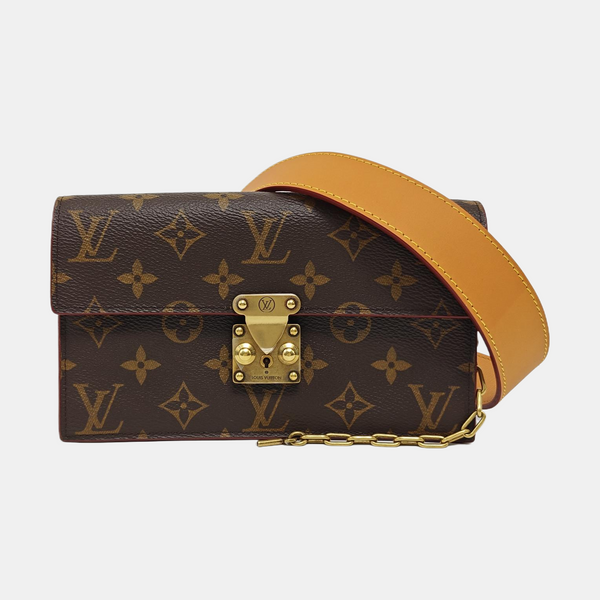 S LOCK Monogram Coated Canvas Brown