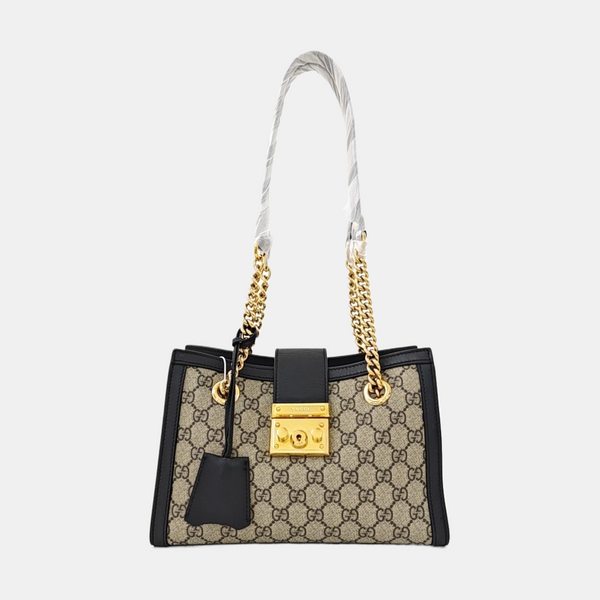 Padlock Small Monogram Coated Canvas Beige