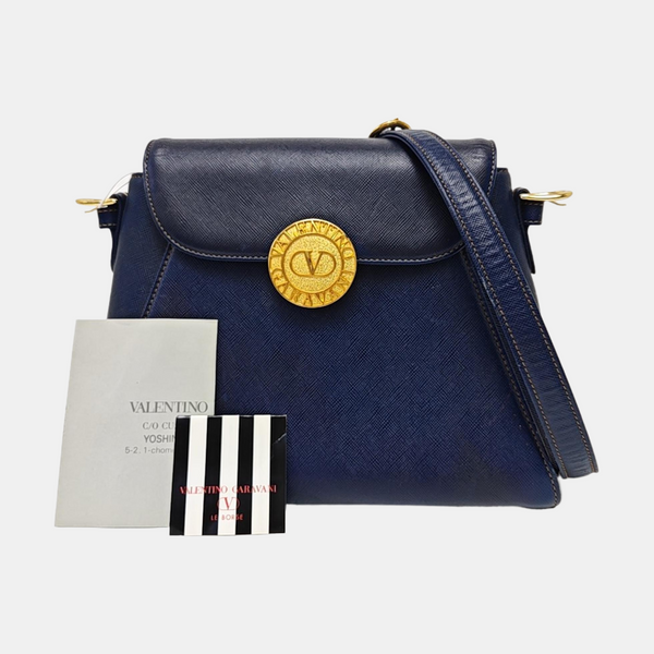 Leather Shoulder Bag Blue