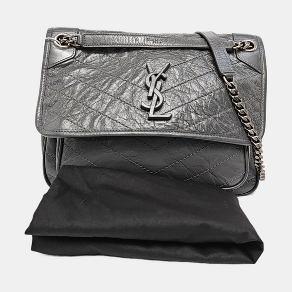 NIKI Medium Chevron Calfskin Gray