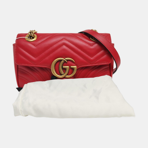 GG Marmont Small Quilted Calfskin Red