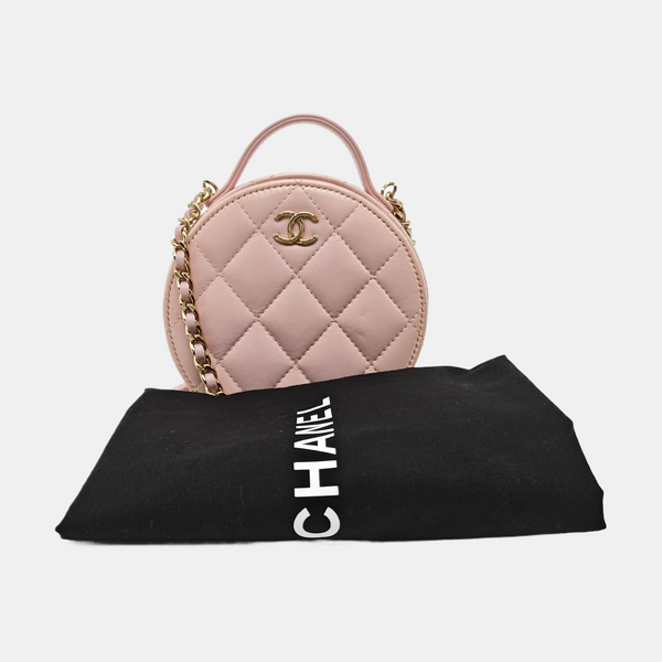 ROUND Quilted Lambskin Pink