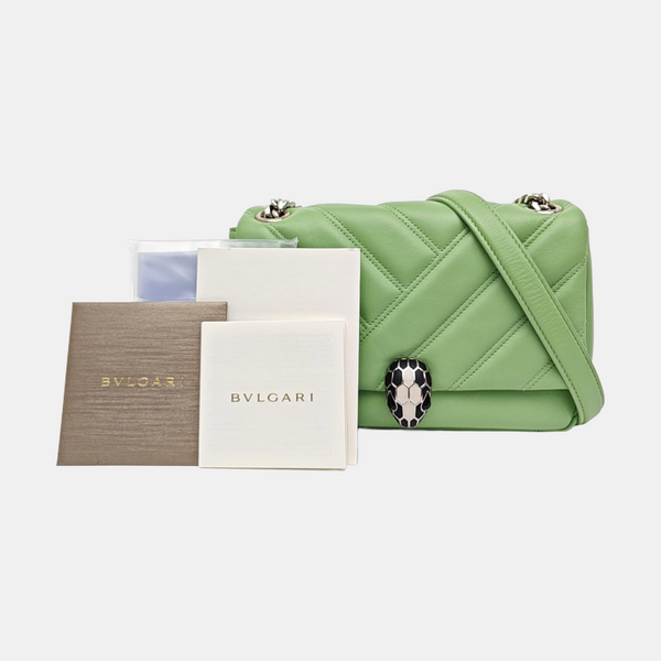 SERPENTI CABOCHON Small Quilted Calfskin Green