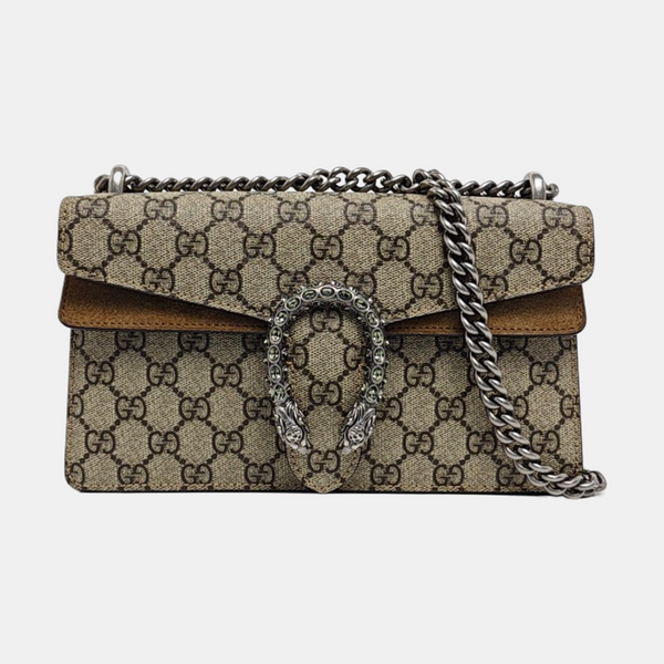 Dionysus Small Monogram Coated Canvas Beige