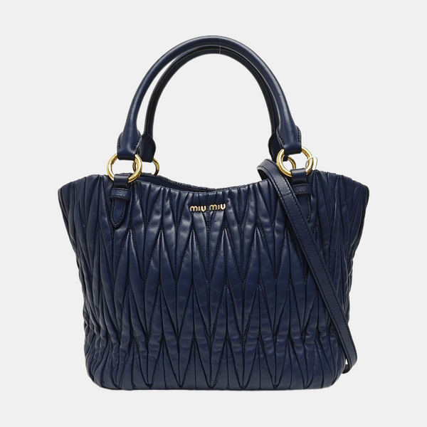 Quilted Lambskin Tote Bag Blue