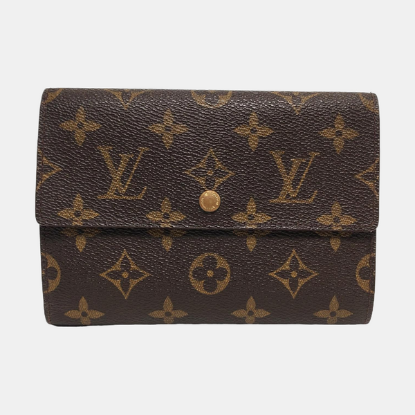 PORTE MONNAIE Monogram Coated Canvas Brown Wallet