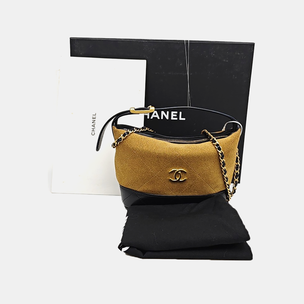 Quilted Suede Shoulder Bag Brown
