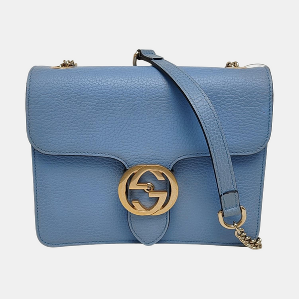 Authenticated pre-owned Interlocking G Small Calfskin Blue - Shoulder Bag at Looply