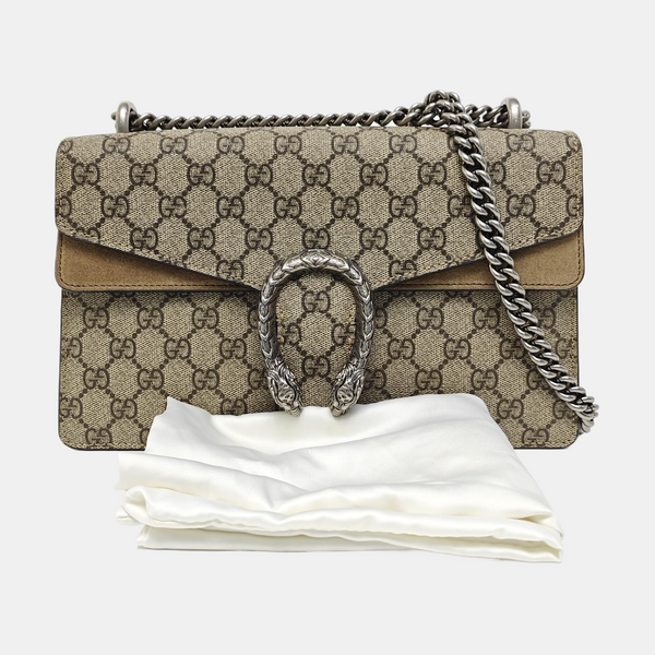 Dionysus Small Monogram Coated Canvas Beige