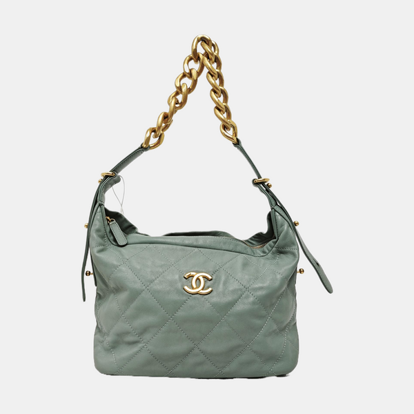Quilted Calfskin Shoulder Bag Green