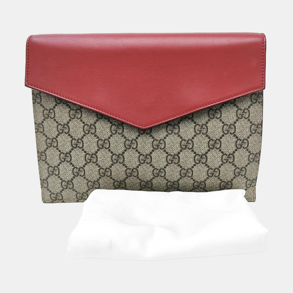 Monogram Coated Canvas Clutch Beige