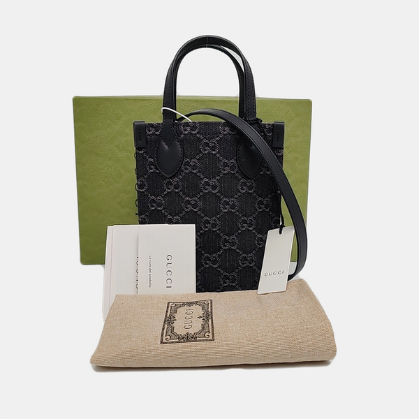 Ophidia Mini Monogram Denim Black