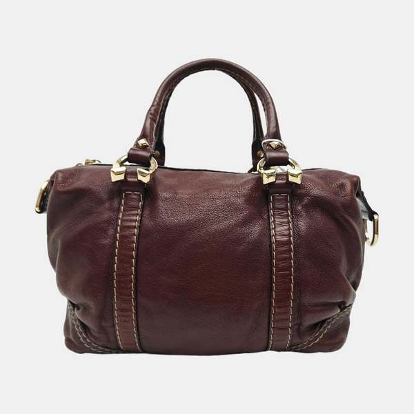 Calfskin Top Handle Bag Brown