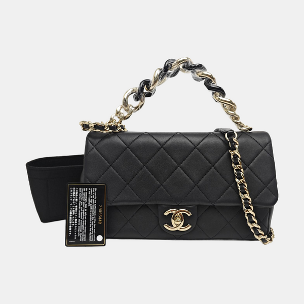 Quilted Lambskin Shoulder Bag Black