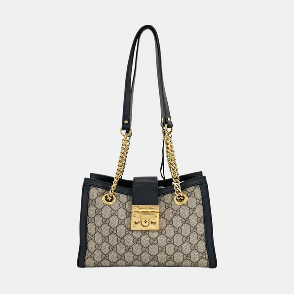 Padlock Small Monogram Coated Canvas Beige