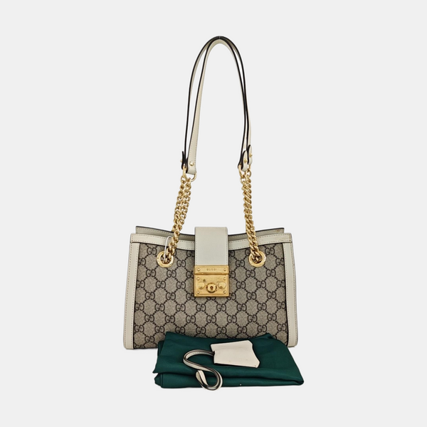 Padlock Small Monogram Coated Canvas Beige
