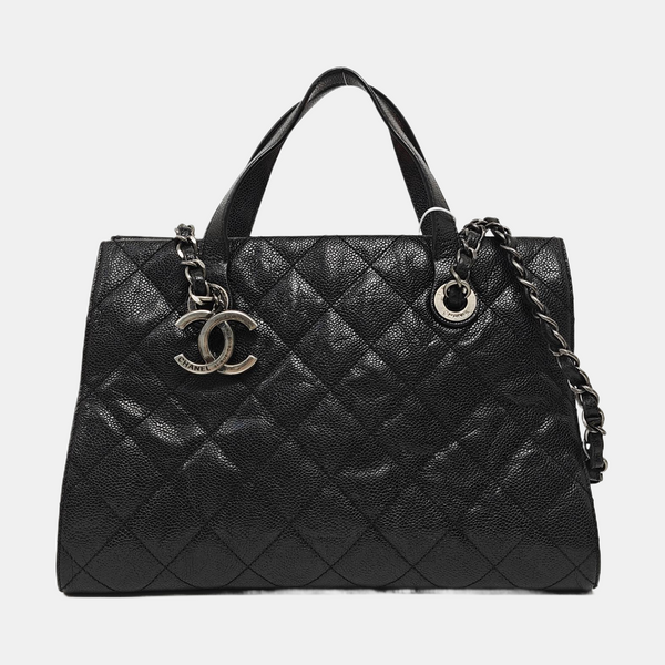 Quilted Calfskin Tote Bag Black