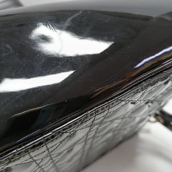 Lady Dior Large Cannage Patent Leather Black