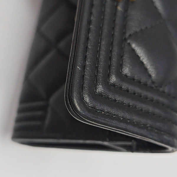 BOY CHANEL Quilted Calfskin Black Card Holder
