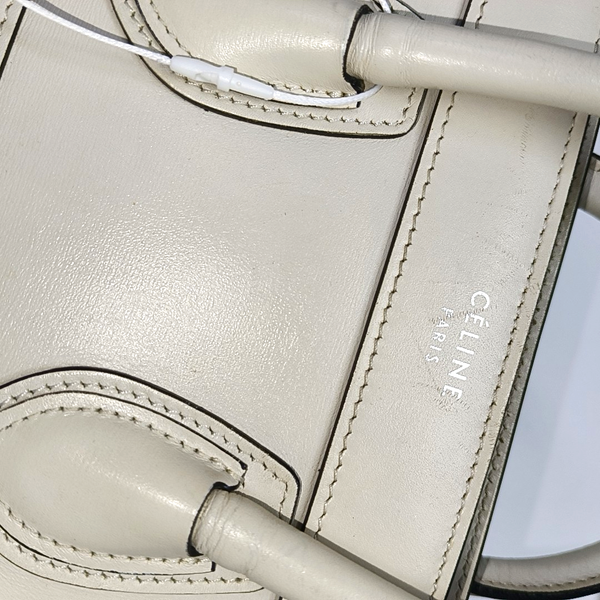 Authenticated pre-owned LUGGAGE Nano Calfskin White - Tote Bag at Looply
