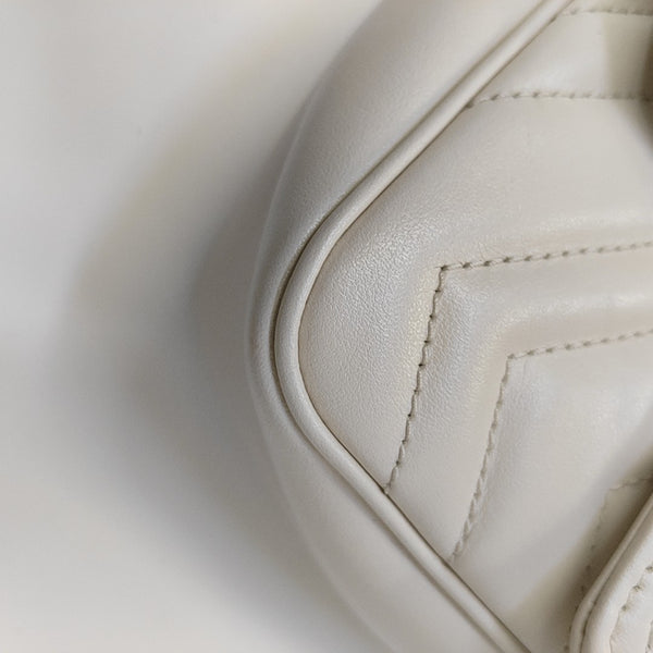 GG Marmont Mini Quilted Calfskin White
