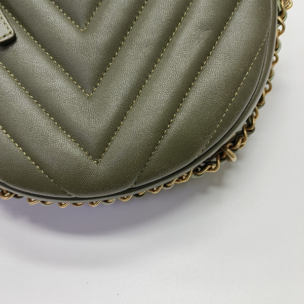 Chevron Calfskin Shoulder Bag Green