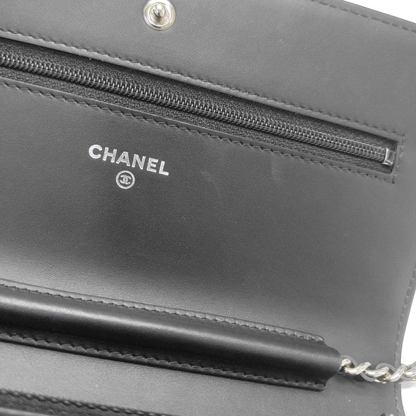 WOC Chevron, Quilted Patent Calfskin Black