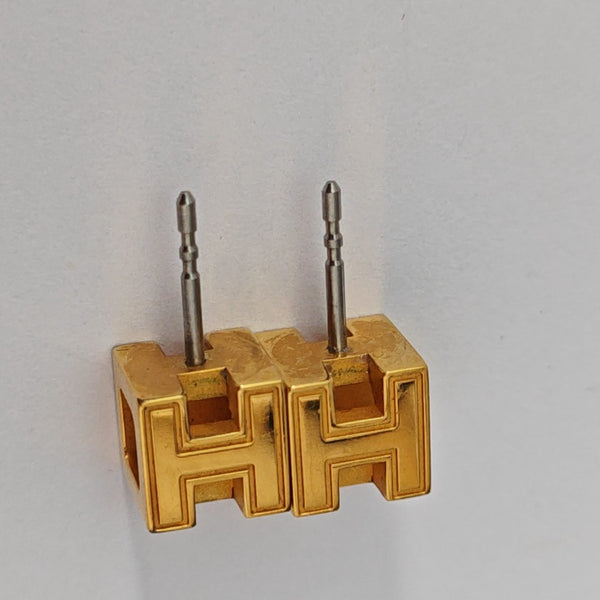 Cage D'h Metal Gold Stud Earrings