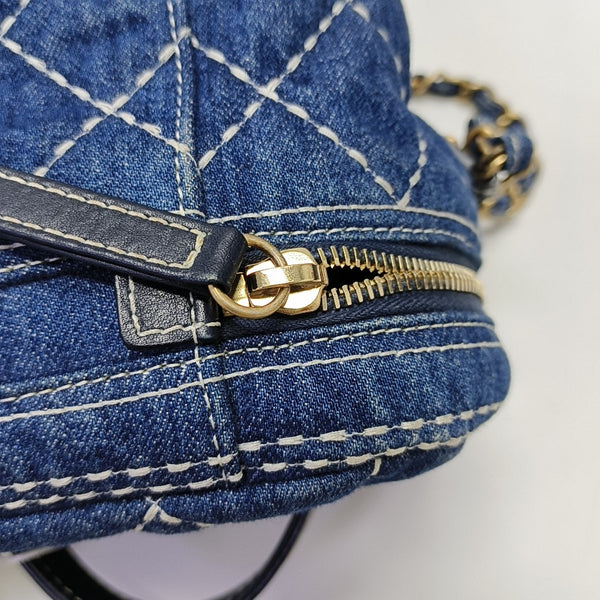VINTAGE COSMETIC BAGS Quilted Denim Blue