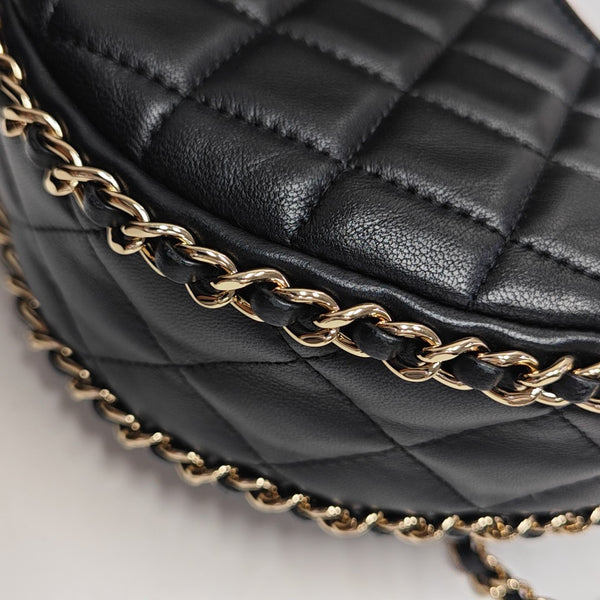 Quilted Lambskin Shoulder Bag Black